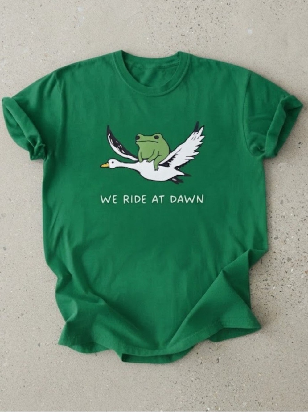 We Ride at Dawn Funny Frog Goose Cotton Gildan T-Shirt